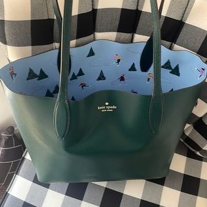 Reversible Kate Spade Green/Winter Tote Bag